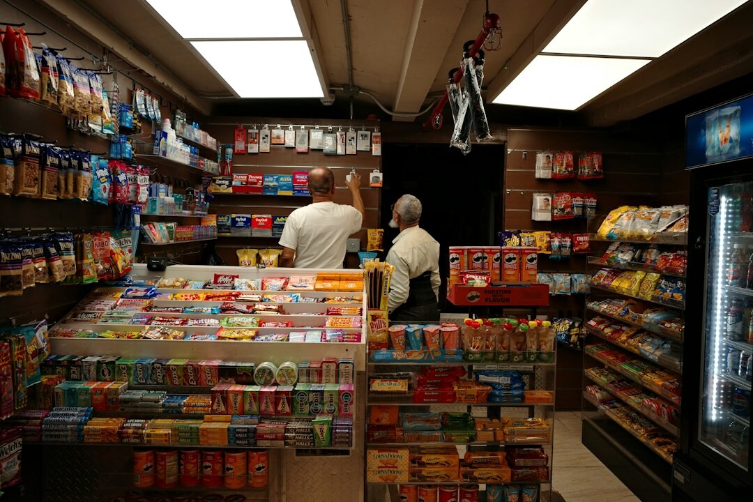 security guard checking shelves